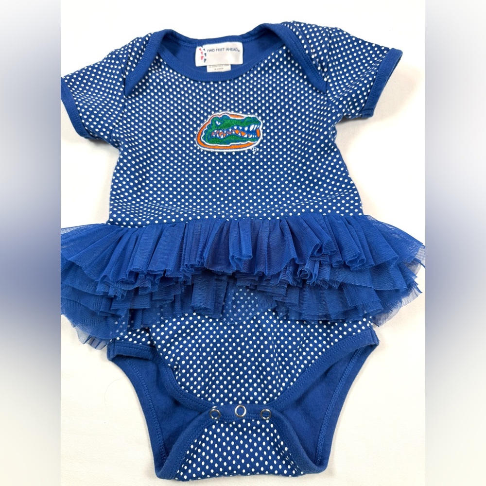 TWO FEET AHEAD Baby Girl UF Florida‎ Gators Tutu Creeper Onesie 18m Game Day - Picture 6 of 11